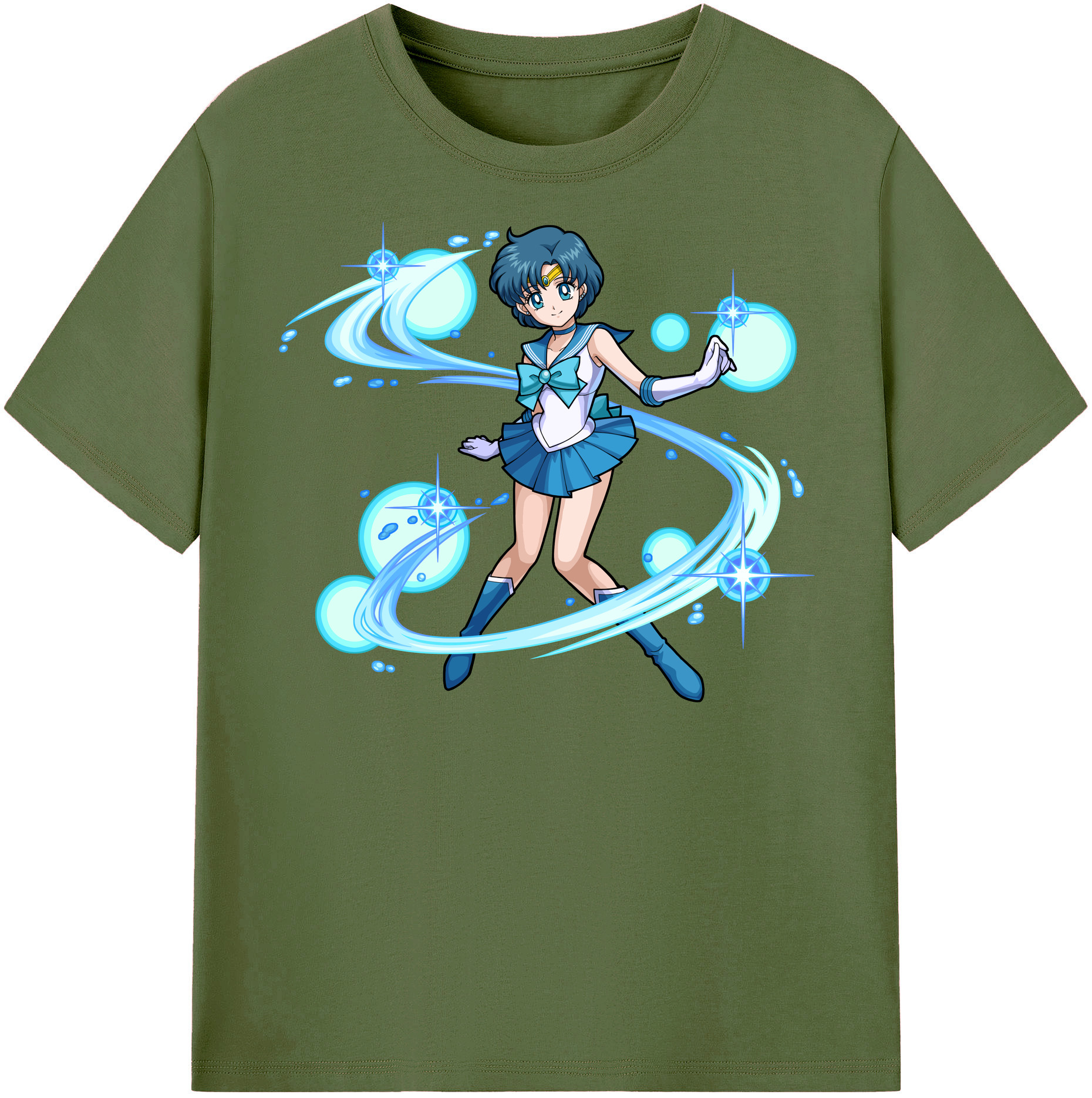 （画像用） 美少女戦士セーラームーン 水野 亜美 みずの あみ Sailor Moon Mizuno Ami 綿100％半袖Tシャツ（フロントプリント）